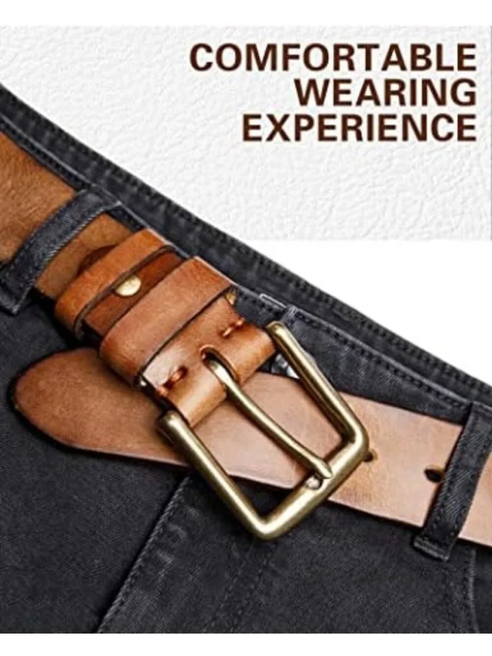 Thick Full Grain Leather Work Belt for Men | Heavy Duty, High Hardness Buckle